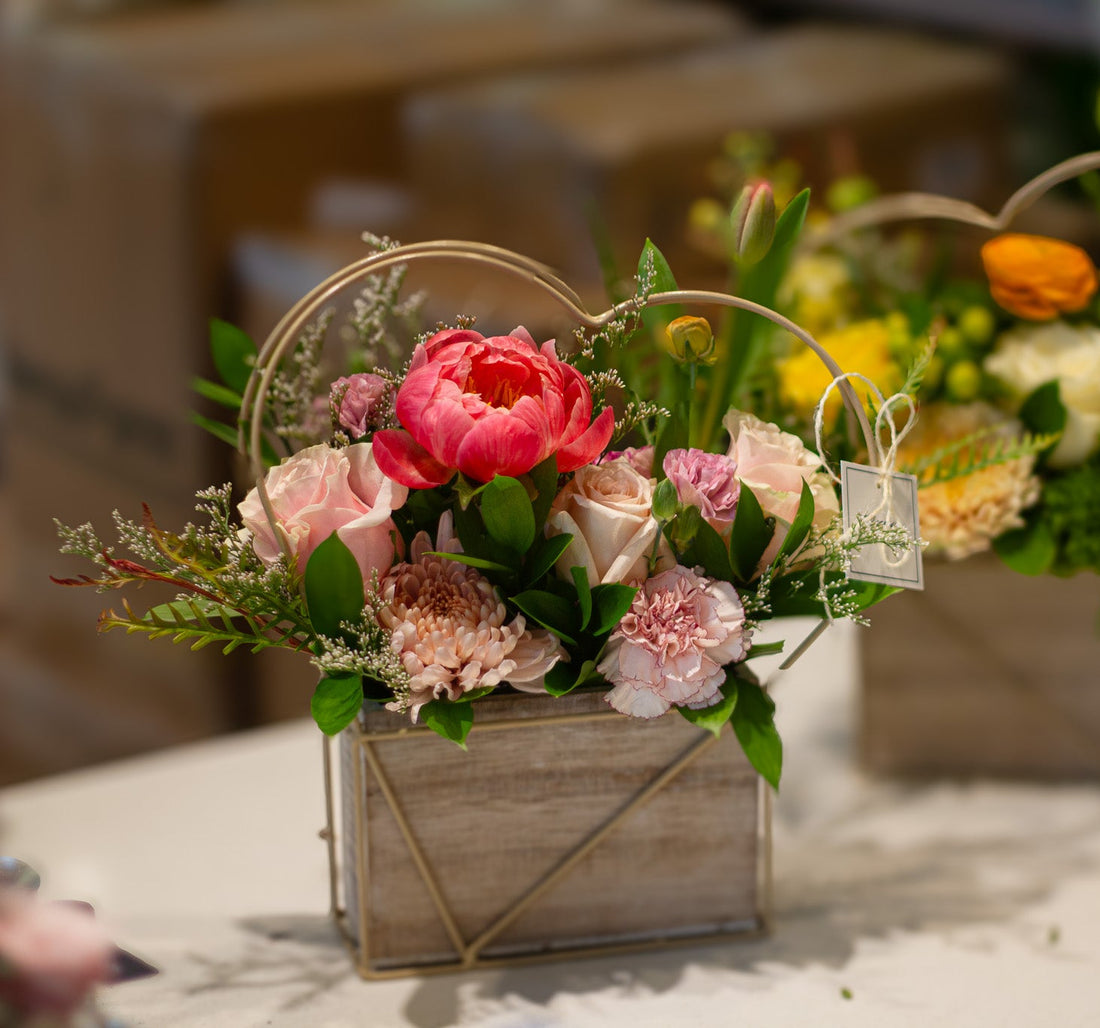 Handle With Love- Rustic Heart Wood Basket