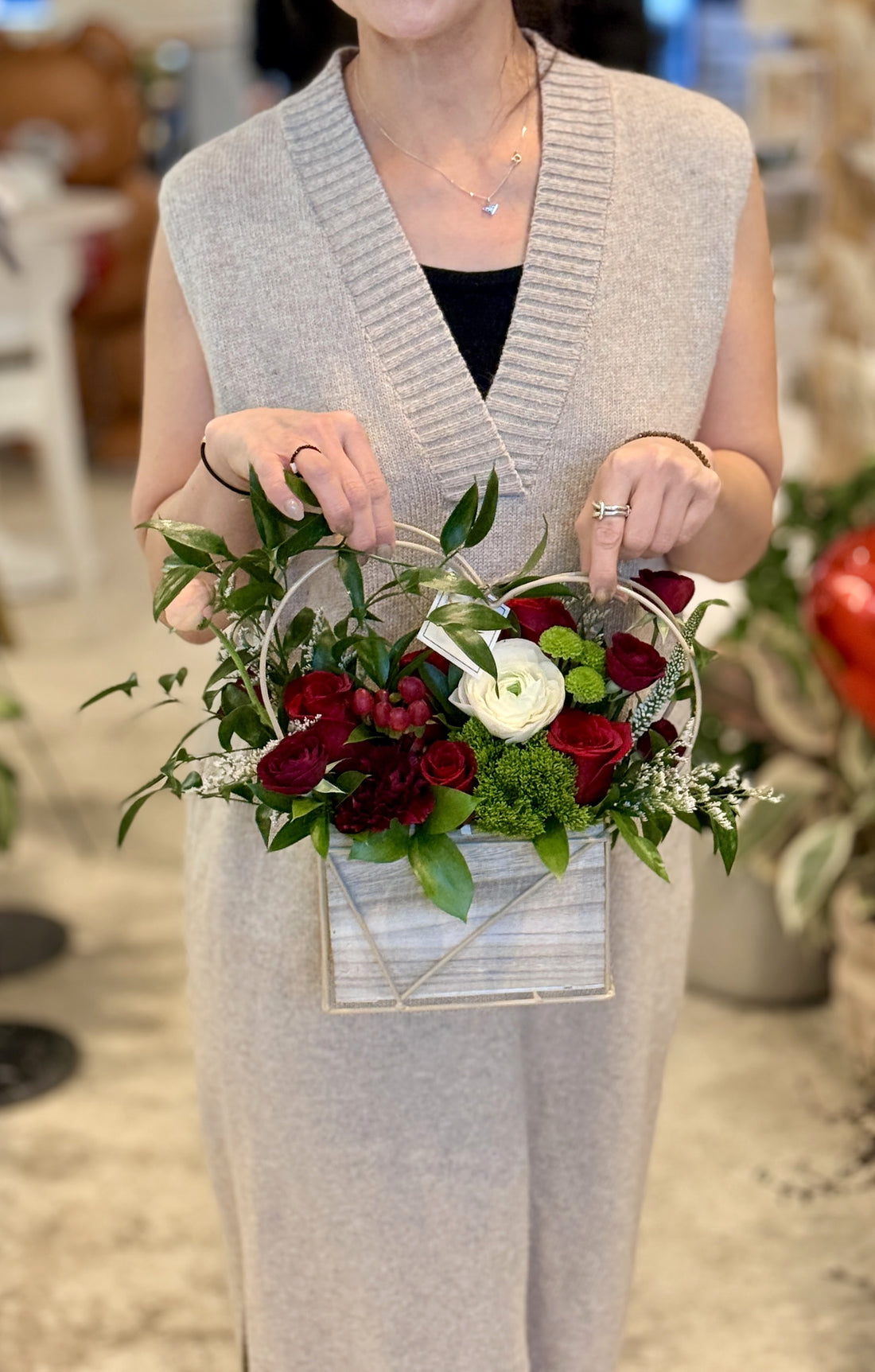 Handle With Love- Rustic Heart Wood Basket