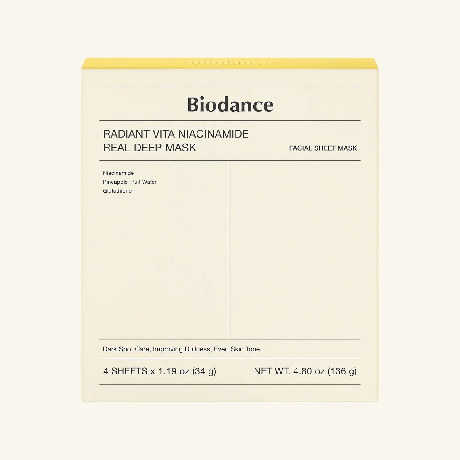 BIODANCE Radiant Vita Niacinamide Real Deep Mask 1 Box / 4ea
