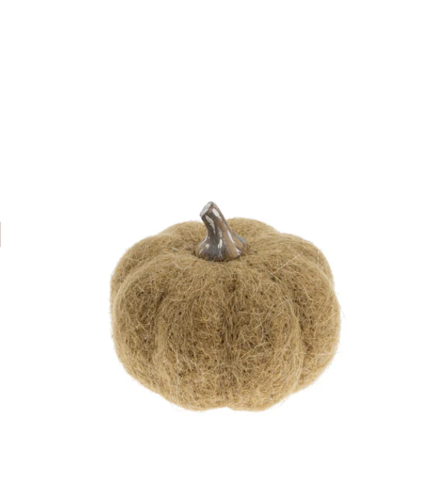 Felt Pumpkin - Moss/White