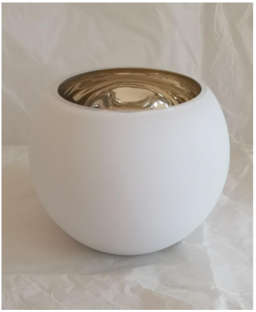WHITE GLASS BALL WITH GOLD INTERIOR