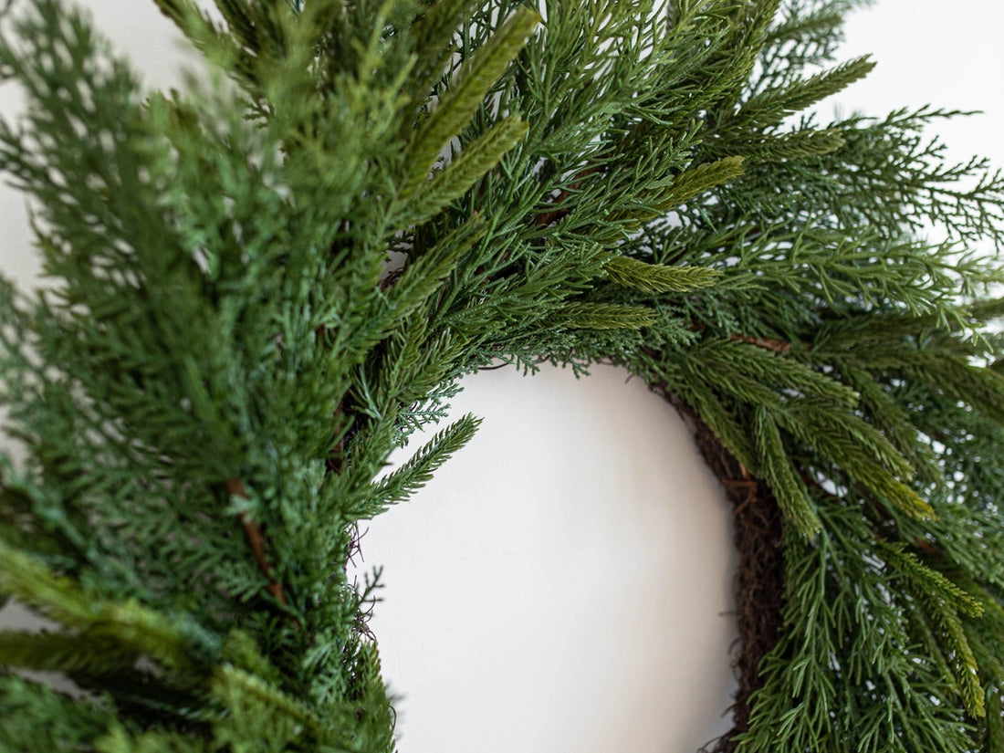 24&quot; Norfolk &amp; Cypress Mixed Real Touch Wreath