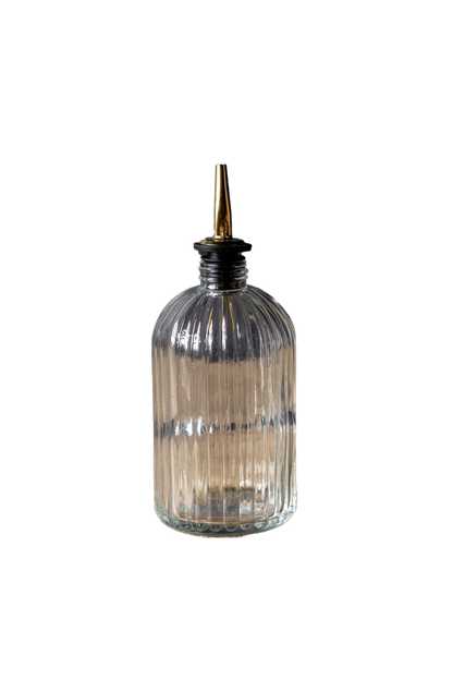 Olive Oil &amp; Vinegar Glass Scallop Fluted Bottles