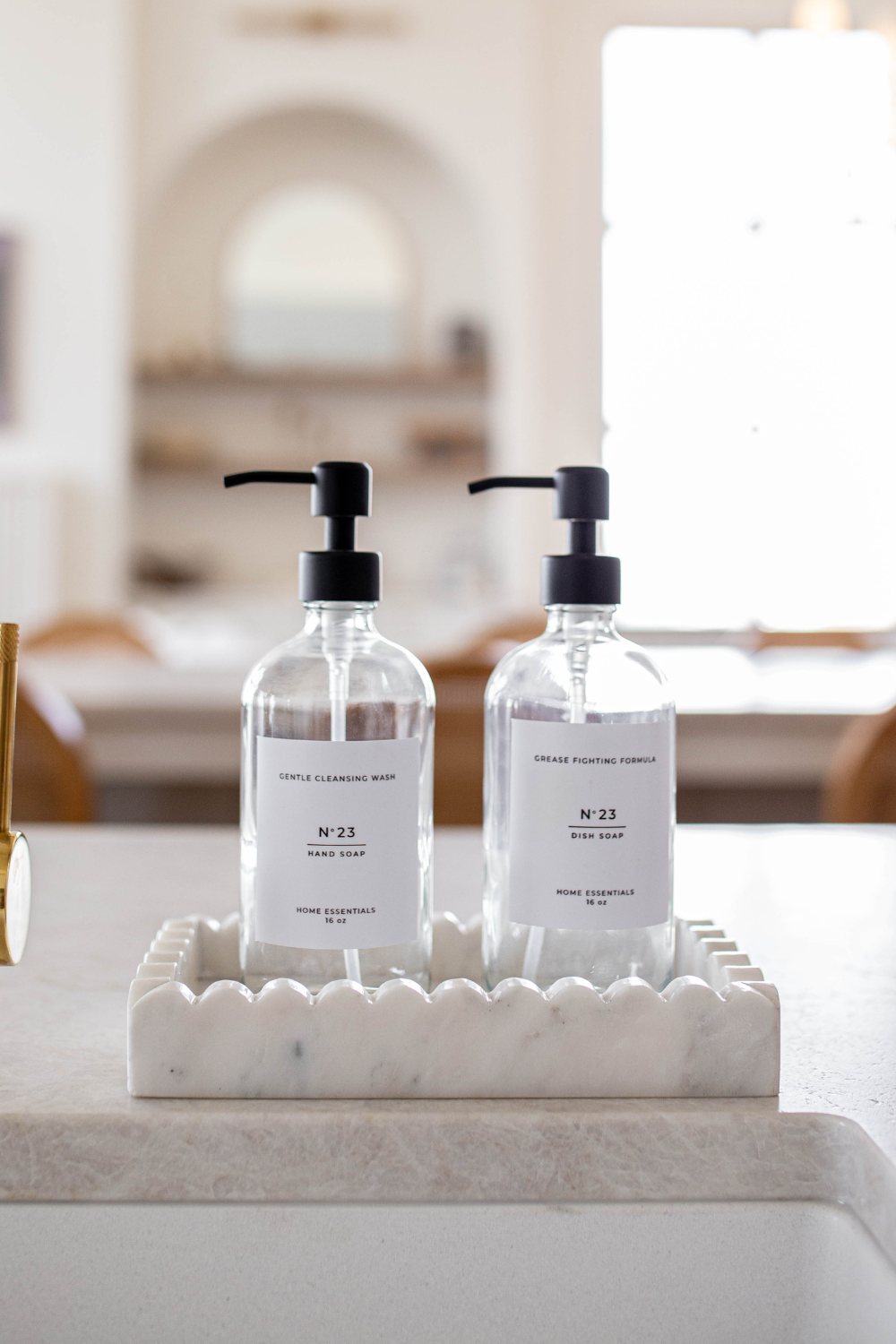 One Clear Soap Bottle Dispenser with Label- Hand Soap