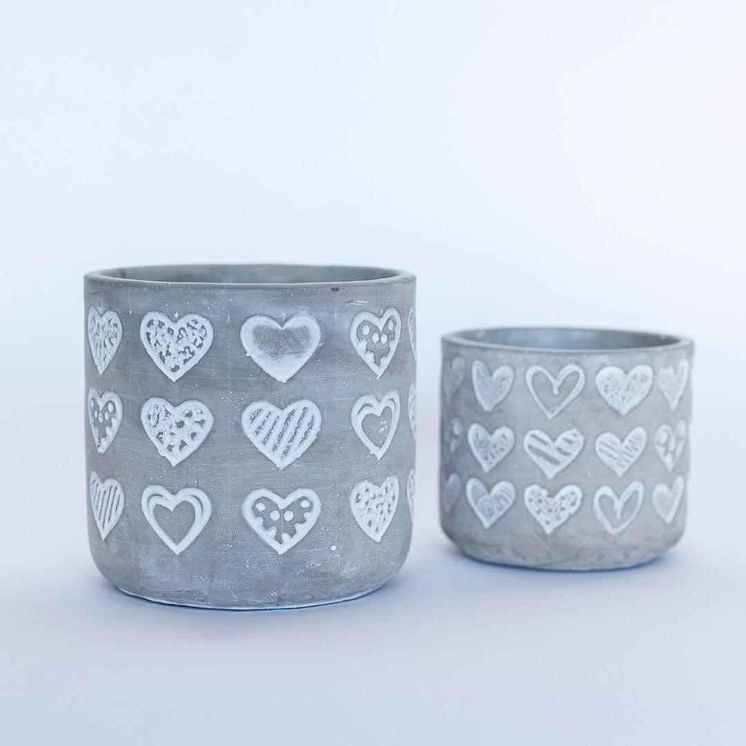 Hearts Flower Pots - Grey