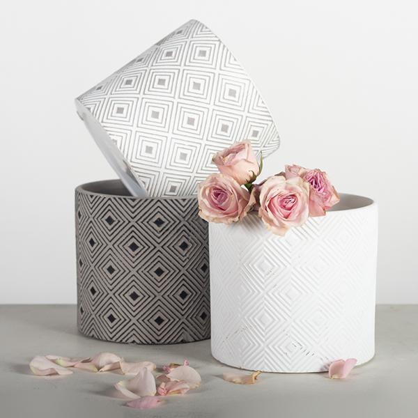 White On White Flower Pot