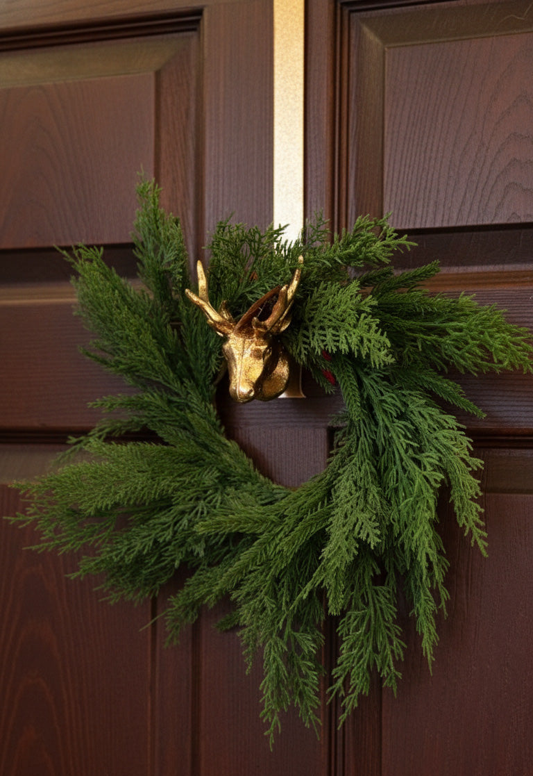 XMAS WREATH HANGER DEER IRON
