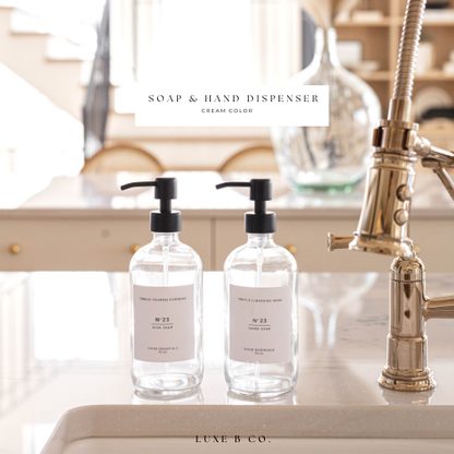 One Clear Soap Bottle Dispenser with Label- Hand Soap