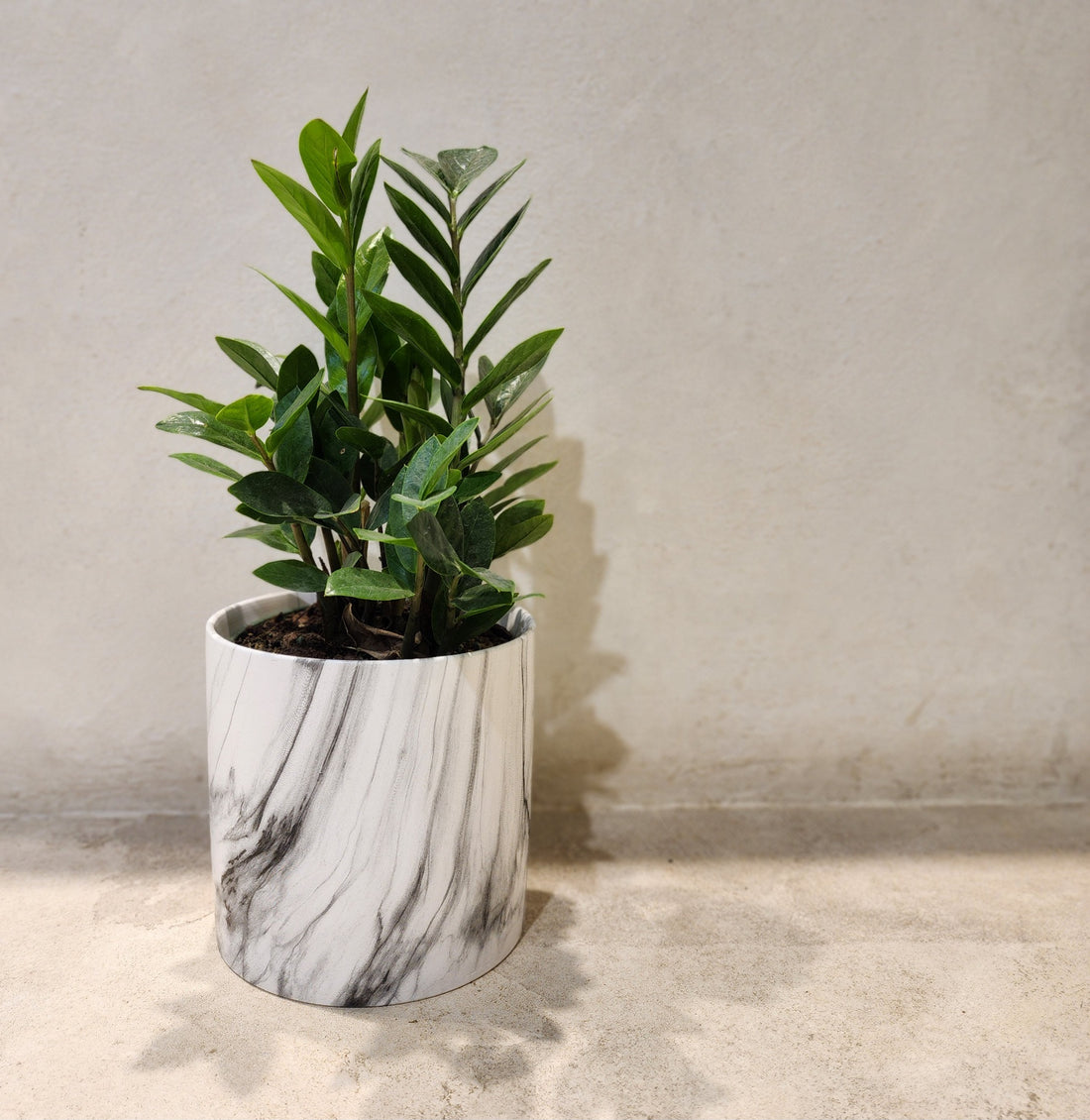 Marble Look Cylindrical Pots