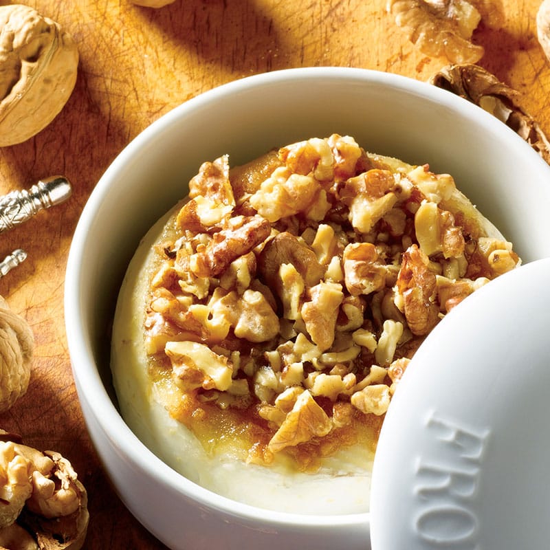 White Ceramic Baker Gift Set with Maple Walnut Brie topping
