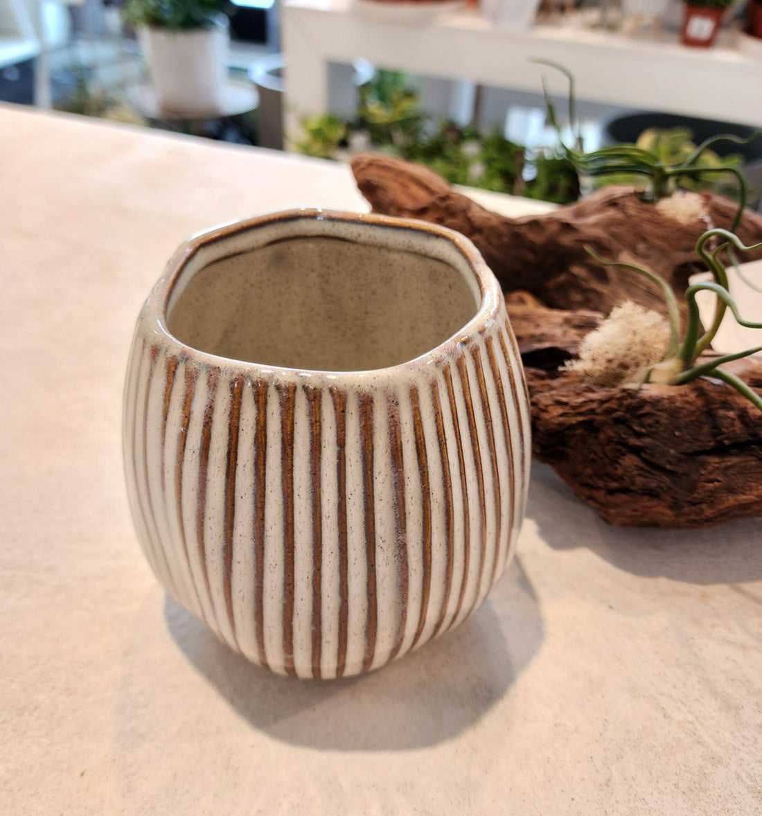 Ceramic Rib Beige-Brown(Small)