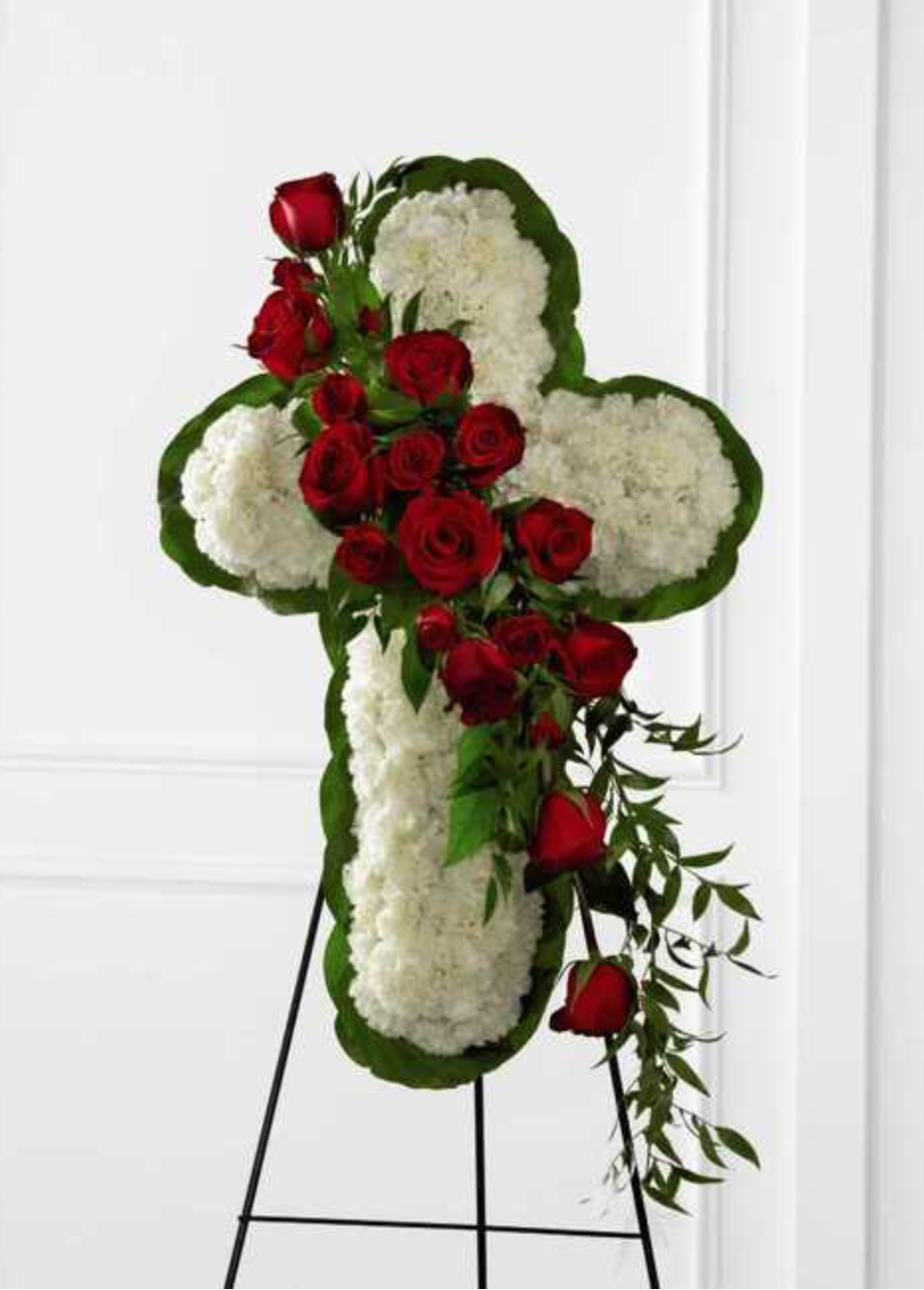 Sweet Devotion Standing Cross Wreath