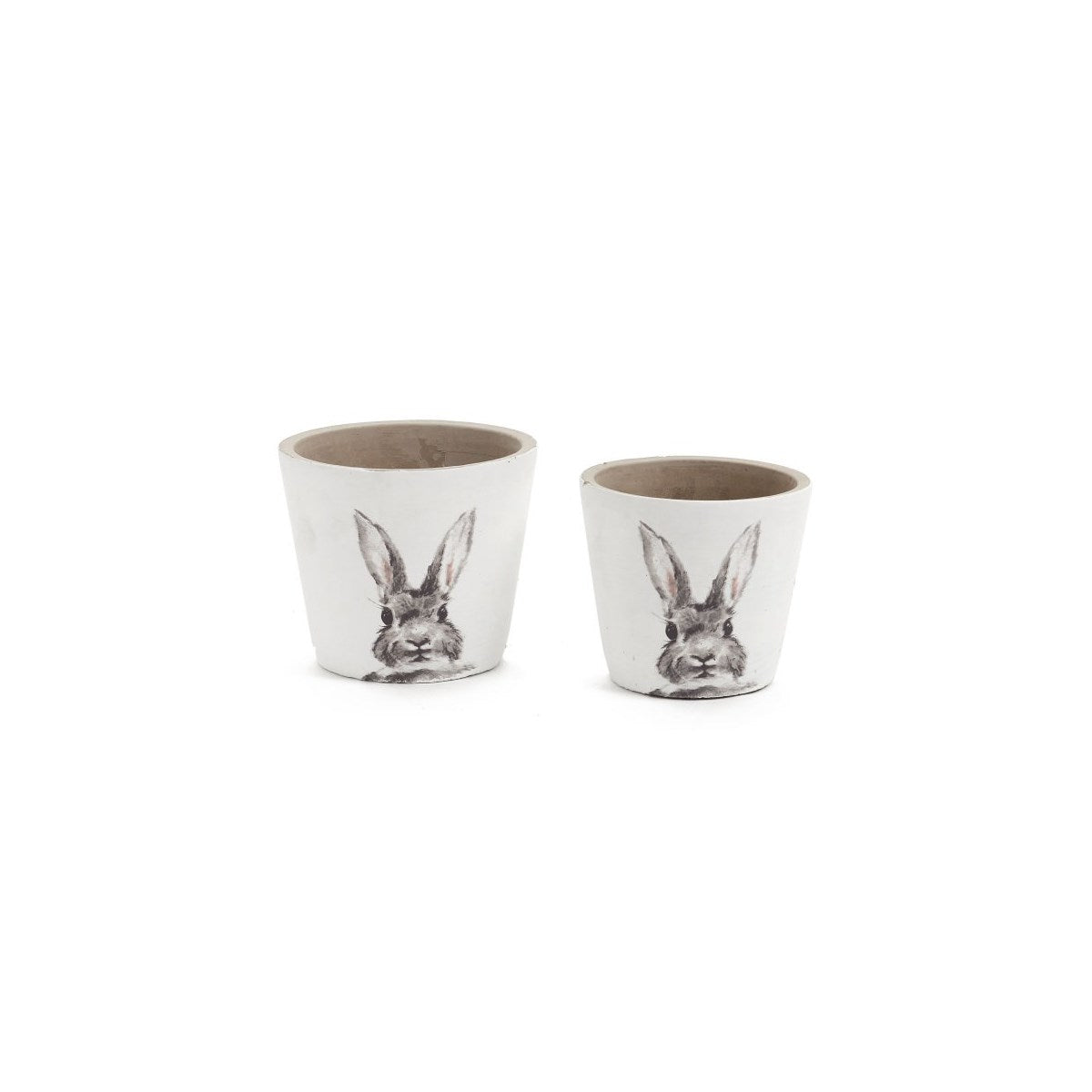 Rabbit Pot White/Grey 5"