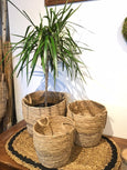 Beige Bottom Straw Basket