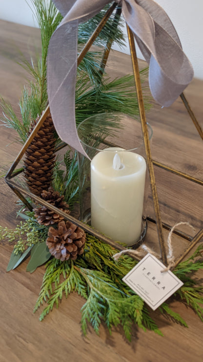 Decorated Holiday candle holder with Candle