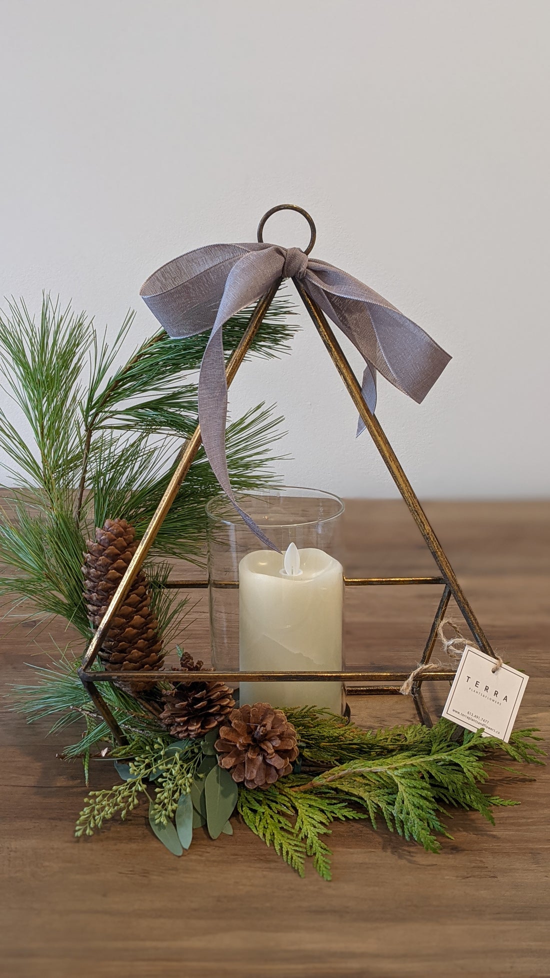 Decorated Holiday candle holder with Candle