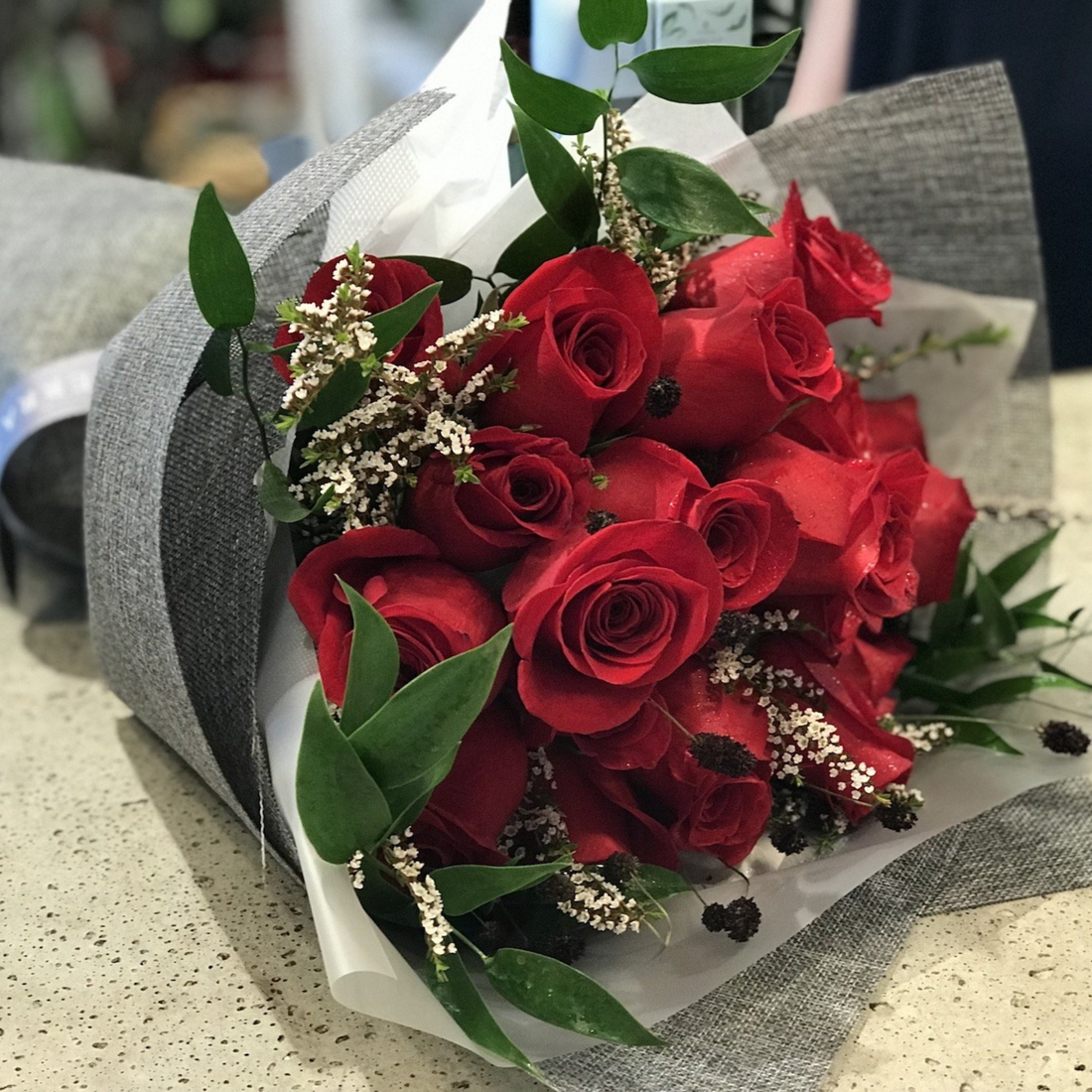 Romantic red rose bouquet