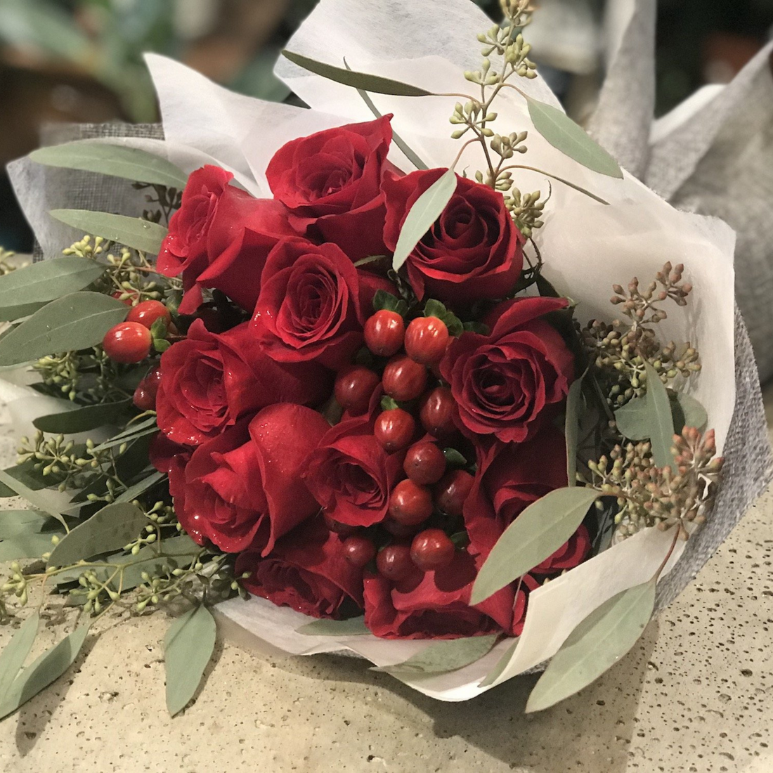 Rose and Eucalyptus bouquet