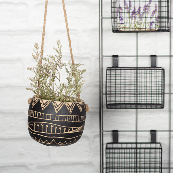 Black and White Cement Hanging pot