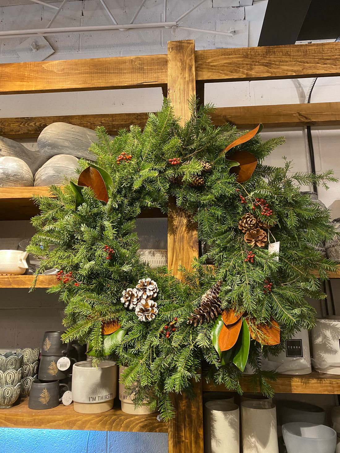 Balsam fir and Magnolia wreath
