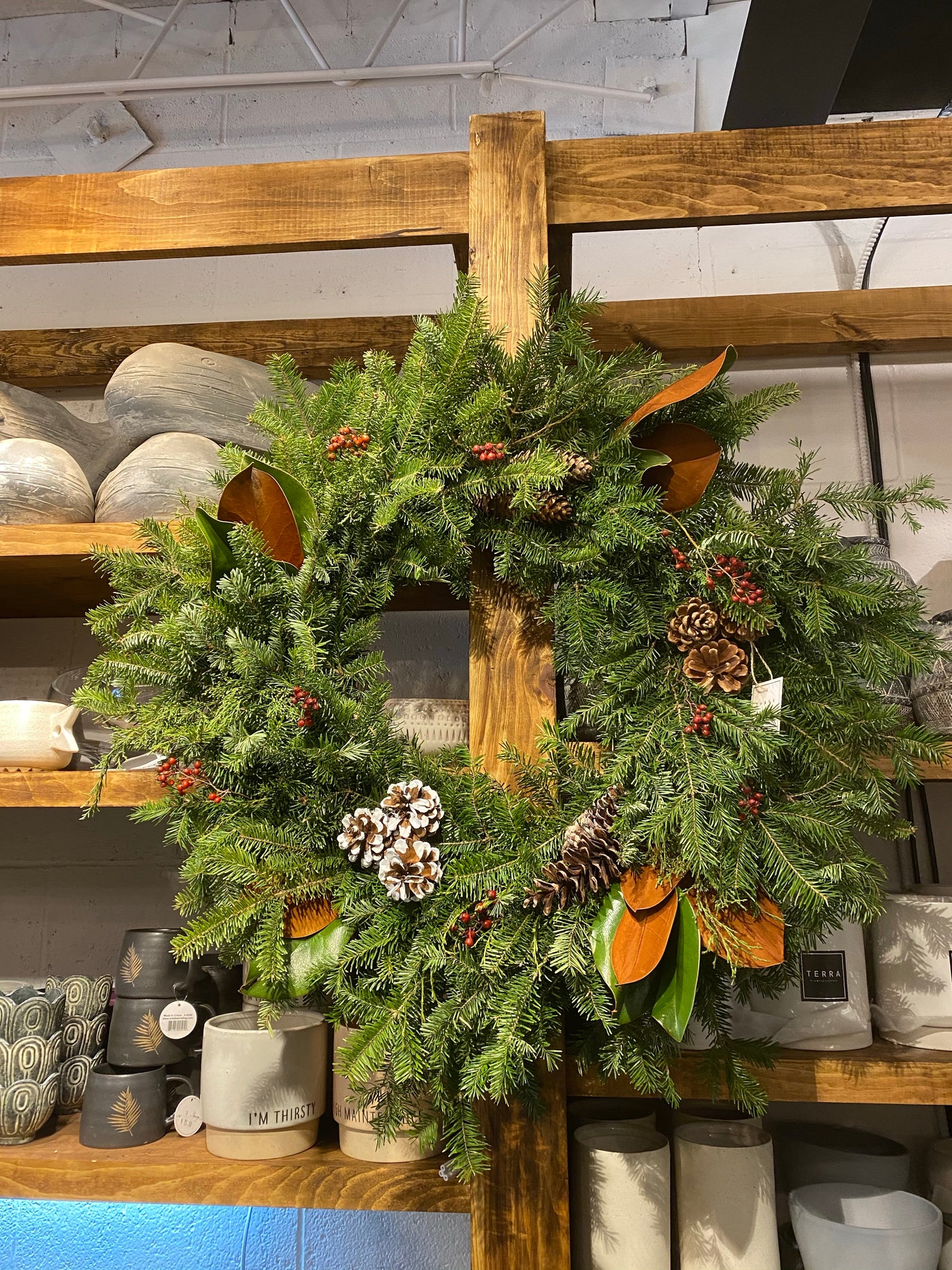 Balsam fir and Magnolia wreath